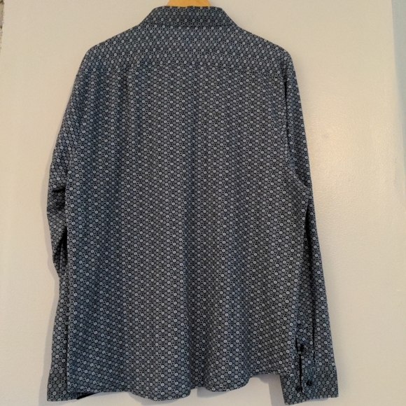 English Laundry Shirt Mens 2XL Blue geometric Soft Cotton Long Sleeve NWOT - Picture 4 of 10